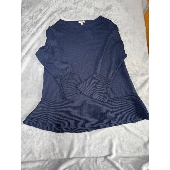 Style & Co Womens size 1X Navy Ribbed Trim Long Sleeve Sweater - Picture 5 of 16